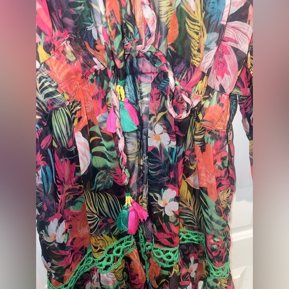 New! Ramy Brook Madge Multicolor Tropical Floral Swim Coverup Minidress 🌻 Large - Picture 16 of 16